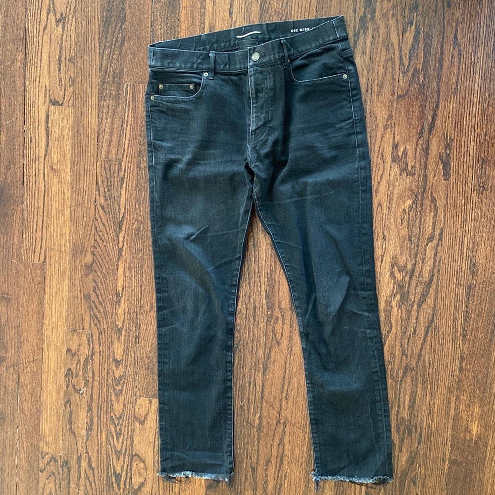 Saint Laurent Paris D02 M/SK-LW Slim/Skinny 2014 Sz 34 Black Raw Hem